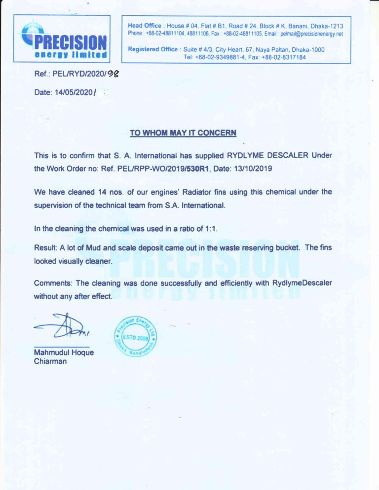 certificate from precision power