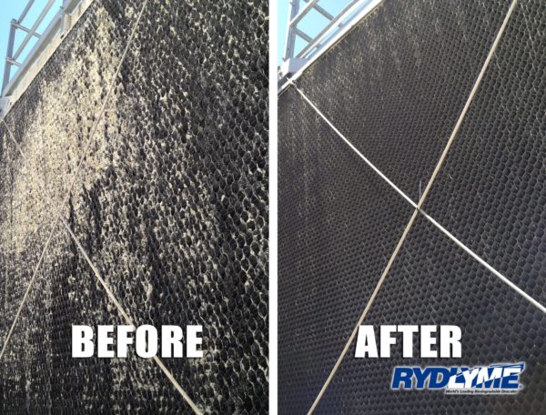 Cooling tower fill before and after RYDLYME